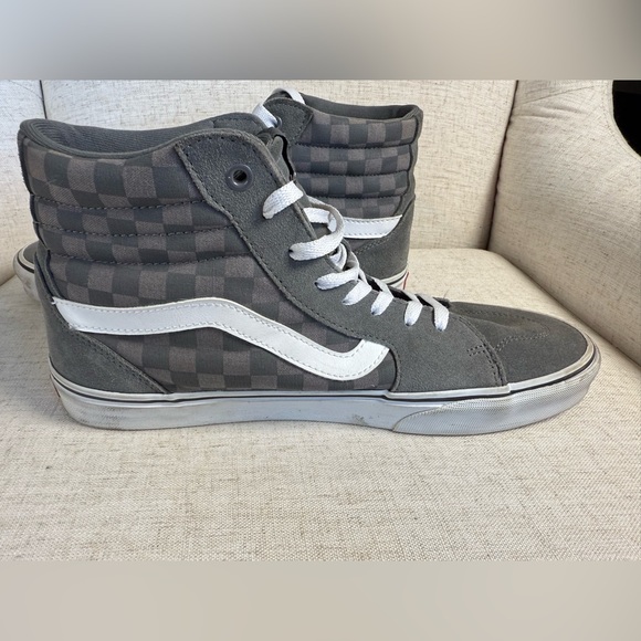 Vans Filmore Hi Checkerboard Canvas Suede High-Top Sneakers Grey White Mens 10.5 - Picture 7 of 10